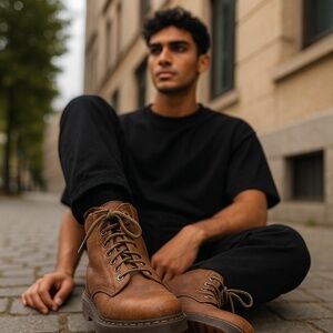 Dr Martens Brown Zachary Distressed Air Walk Lace Up Boots Men’s Size 10M